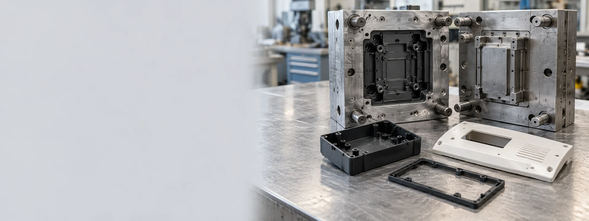 Illustrative injection mold and custom plastic components