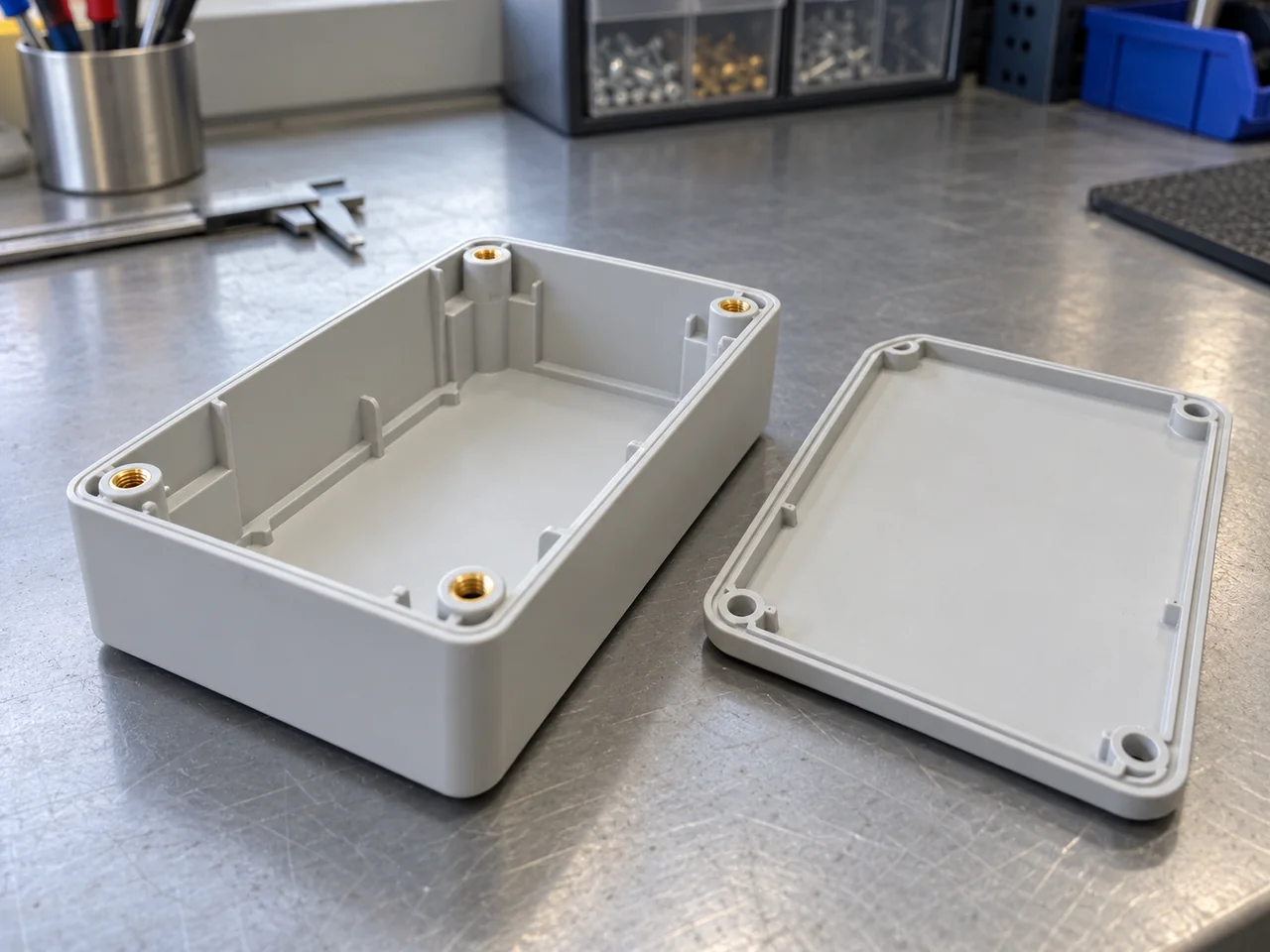 Illustrative insert-molded instrument housing