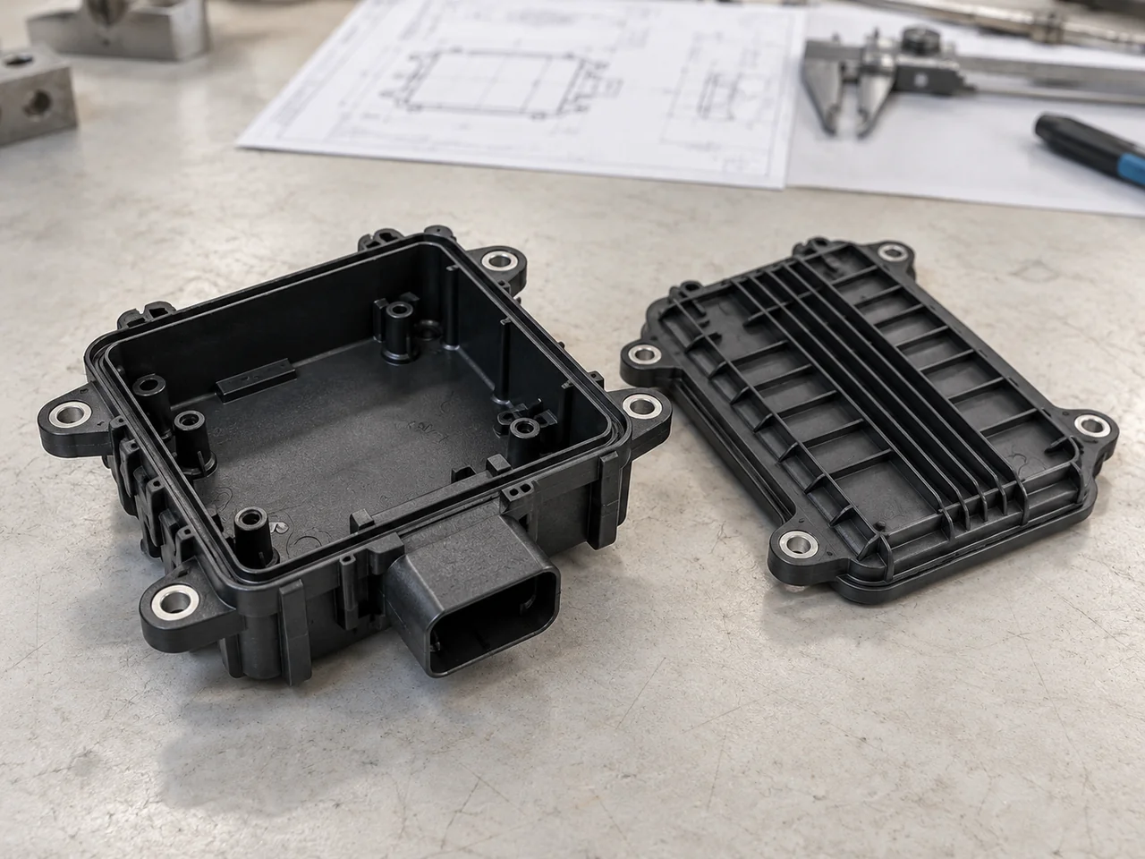 Illustrative automotive radar housing