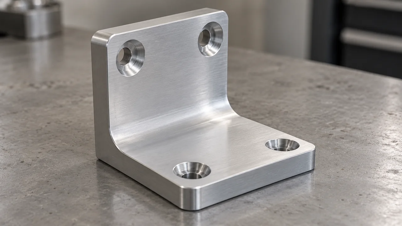 Machined aluminum mounting bracket with counterbored holes