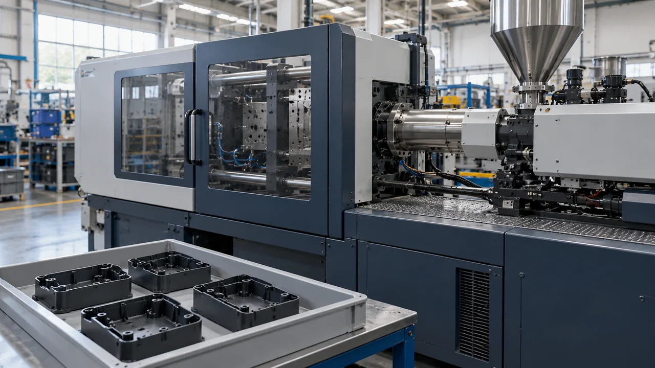 Illustrative automated injection molding production