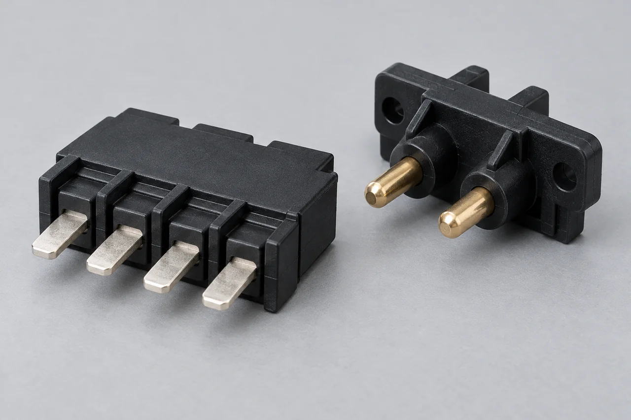 Molded electrical connectors with metal terminals