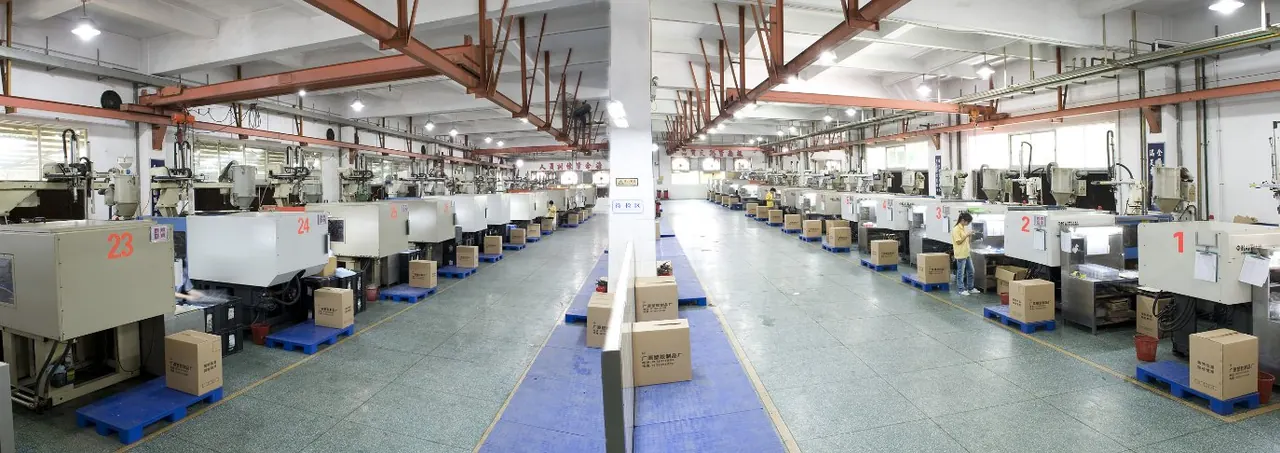Actual automated injection molding workshop at the Dongguan manufacturing base