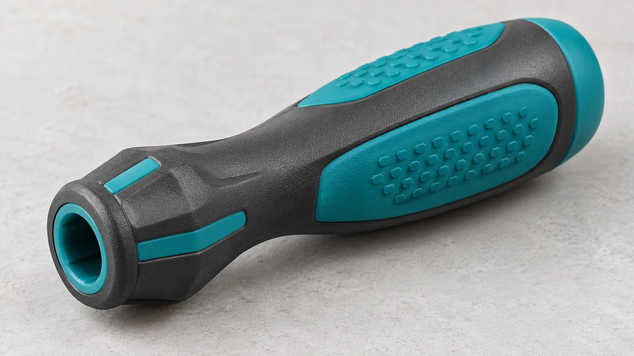 Tool handle with rigid core and soft grip zones