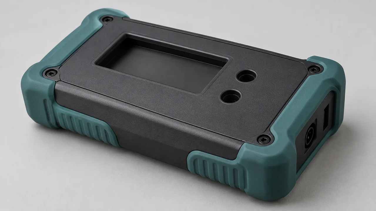 Portable enclosure with soft protective corner regions