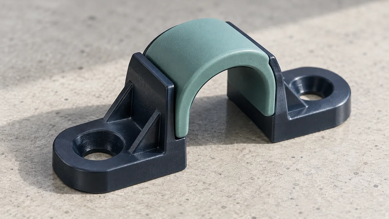 Rigid mounting clip with soft contact pad